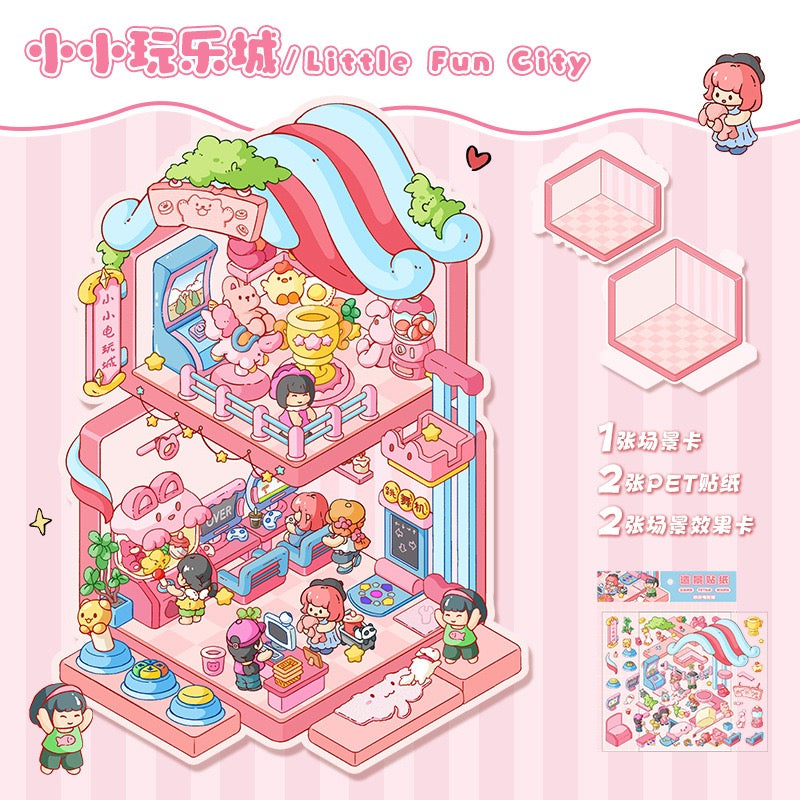 Steady Explorer Cute  DIY 3D Scene Stickers  Miniature Scenes Random styles (Over 100 Styles Without Duplication)