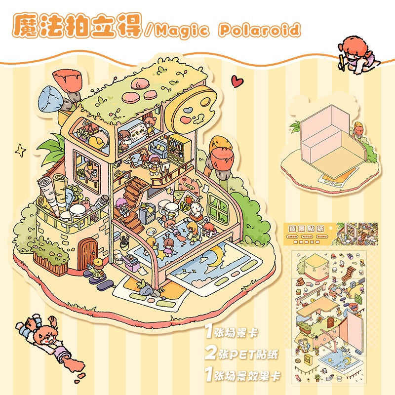 Beginner Start Cute  DIY 3D Scene Stickers  Miniature Scenes Random styles (Over 100 Styles Without Duplication)