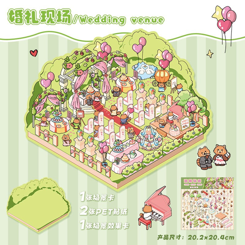 Steady Explorer Cute  DIY 3D Scene Stickers  Miniature Scenes Random styles (Over 100 Styles Without Duplication)