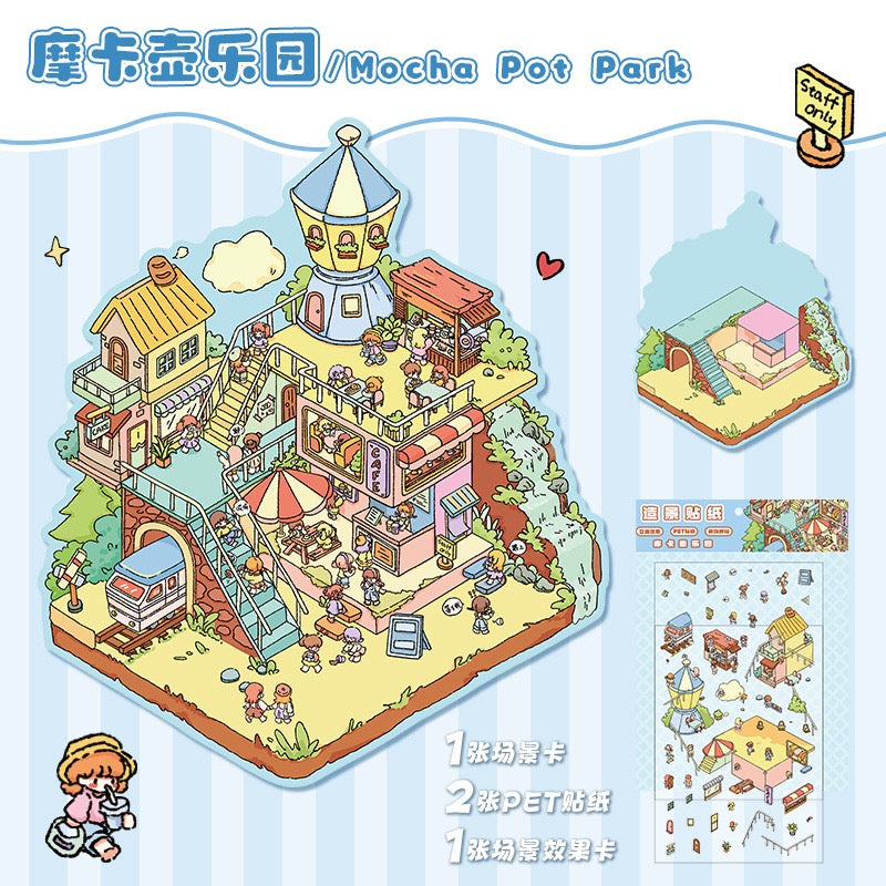 Beginner Start Cute  DIY 3D Scene Stickers  Miniature Scenes Random styles (Over 100 Styles Without Duplication)