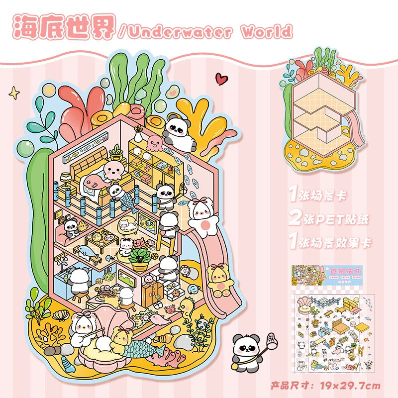 Steady Explorer Cute  DIY 3D Scene Stickers  Miniature Scenes Random styles (Over 100 Styles Without Duplication)
