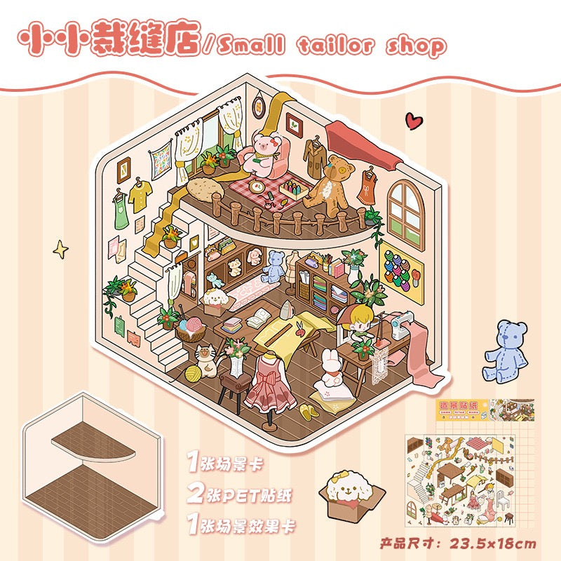 Steady Explorer Cute  DIY 3D Scene Stickers  Miniature Scenes Random styles (Over 100 Styles Without Duplication)