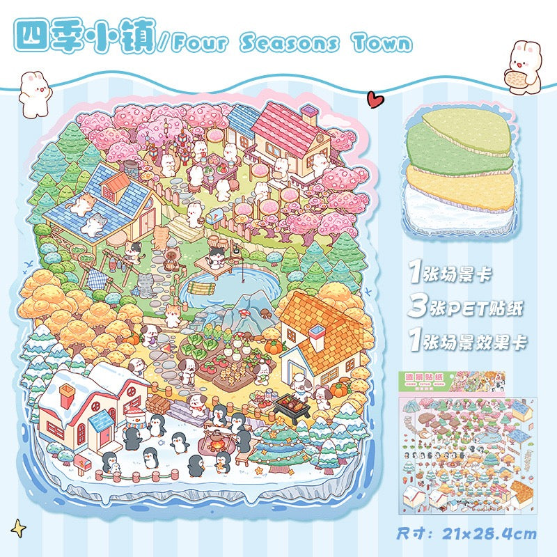 Steady Explorer Cute  DIY 3D Scene Stickers  Miniature Scenes Random styles (Over 100 Styles Without Duplication)
