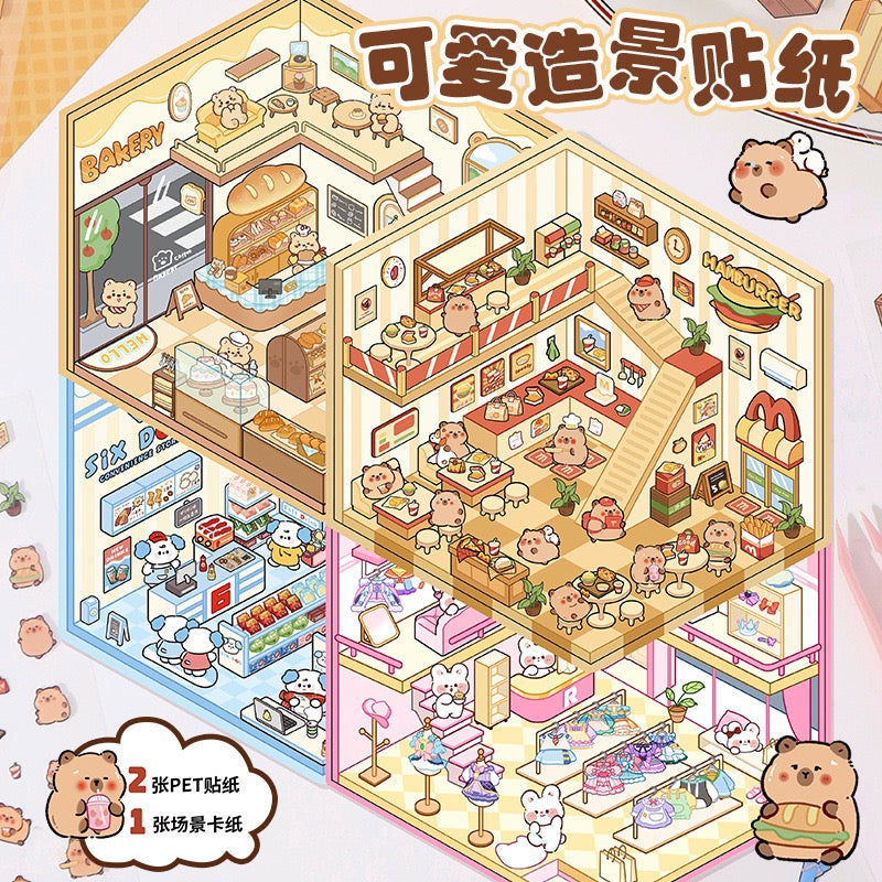 Beginner Start Cute  DIY 3D Scene Stickers  Miniature Scenes Random styles (Over 100 Styles Without Duplication)